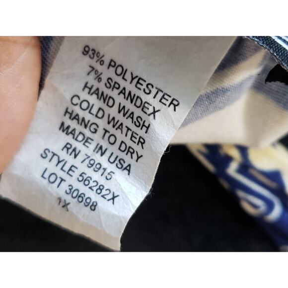 Marianne Sheath Dress Women 1X Blue White Leaf Print Stretch Pleated Halter Neck - Picture 6 of 12